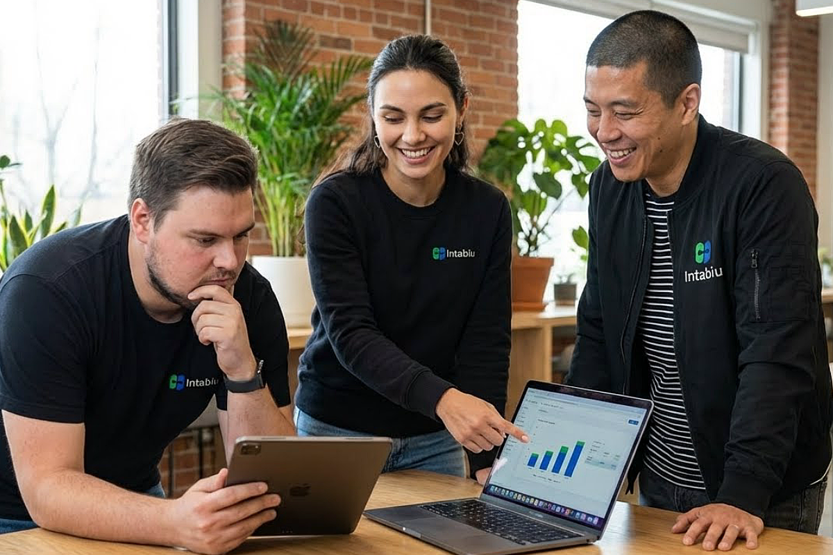 Sarah, Ryan, and Raul collaborating and tracking their interview progress with Intabiu